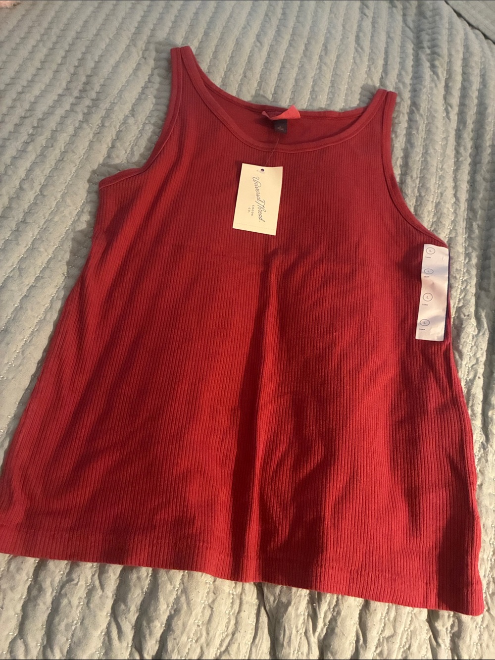 Universal Thread Ribbed Red Scoop Neck Tank Top - Picture 1 of 5